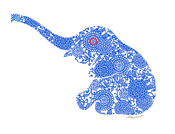 Blue Baby Elephant Notecard