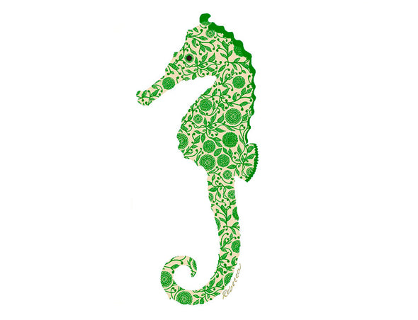 Green Seahorse Notecard