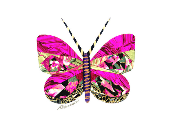 Marbleized Raspberry Butterfly Notecard