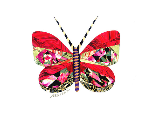 Marbelized Ruby Butterfly Notecard