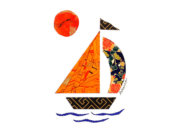 Marbleized Sailboat Notecard