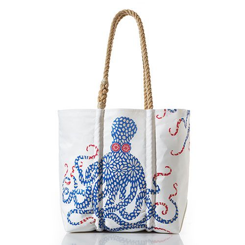 Medium Blue Floral Octopus Tote