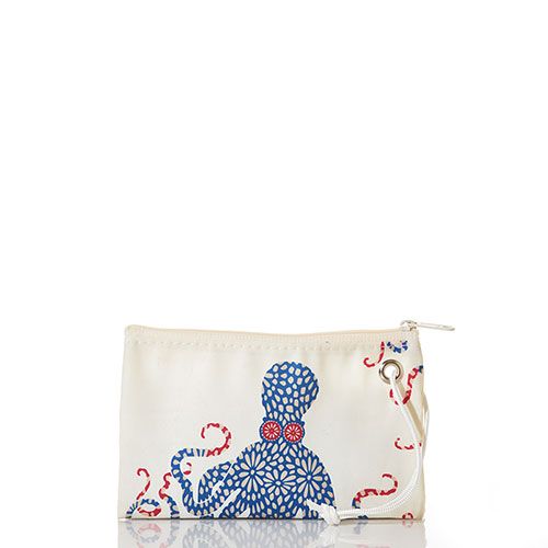 Blue Floral Octopus Wristlet