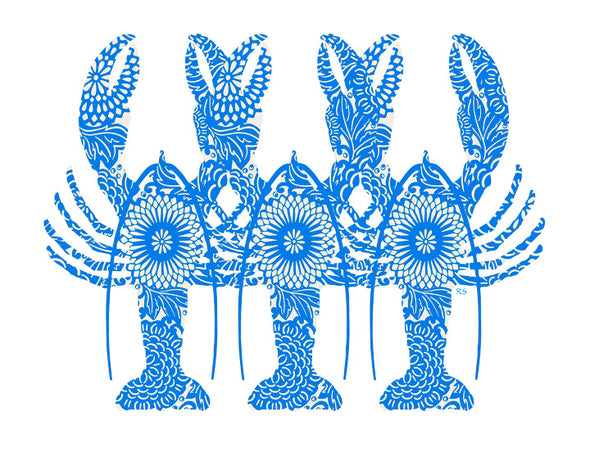 Blue Lobster Triplets Notecard