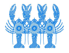 Blue Lobster Triplets Notecard