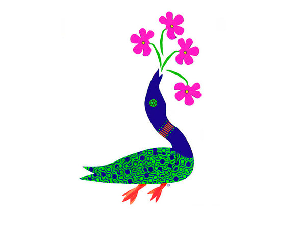 Loon with Flower Bouqet Notecard