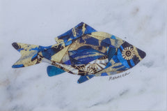 Nantucket Blue Fish on Marble Trivet