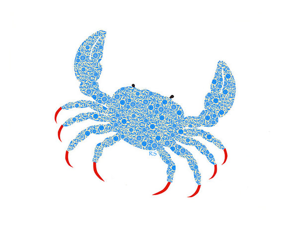 Pedicured Blue Crabbie Notecard