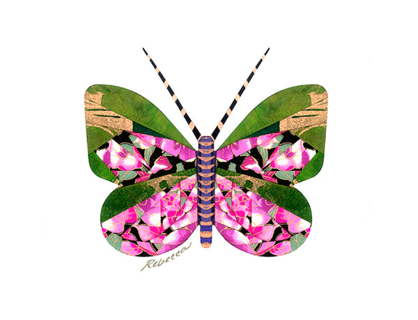Raspberry Lime  Butterfly Notecard
