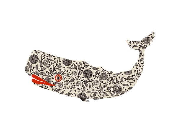 Floral Whale Notecard