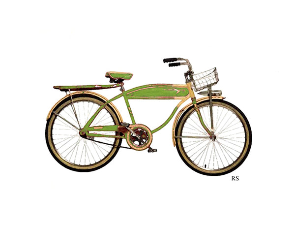 Vintage Green Bicycle Notecard
