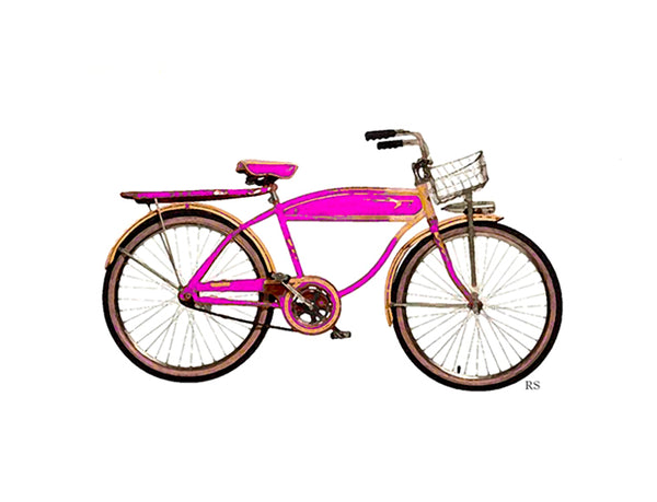 Vintage Pink Bicycle Notecard
