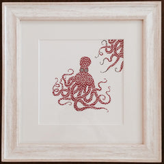 Red Floral Octopus Framed Print